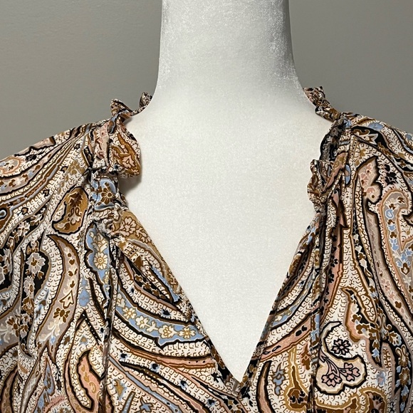 Tamara H Boho Ruffled Collar Long Sleeve Paisley Blouse - Picture 3 of 10